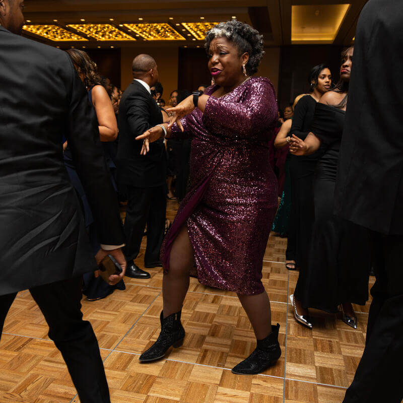 Charter Day Dinner guest dancing