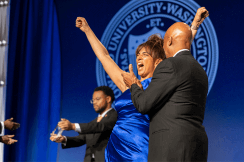 Charter Day sponsor screaming in excitement