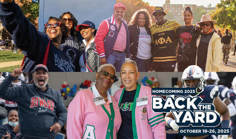 Back the Yard hero collage showing multiple groups of various Howard alum 