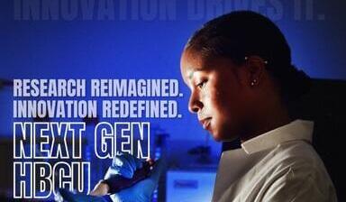 Howard R1 designation cover image with student scientist in front of microscope